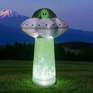 7 FT Inflatable Alien UFO LED Tractor Beam Yard Farm Prop Halloween Haunted NEW